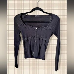 Zara Black Lace  Details Top